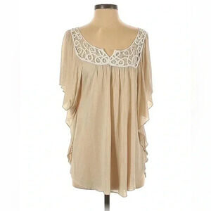 Neiman Marcus White Cream Bohemian Semi Sheer Blouse Size Small S Romantic